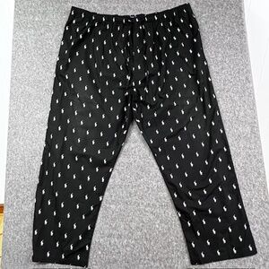 Polo Ralph Lauren Pajama Pants Mens 4XT Black Logo All Over Print Elastic Waist